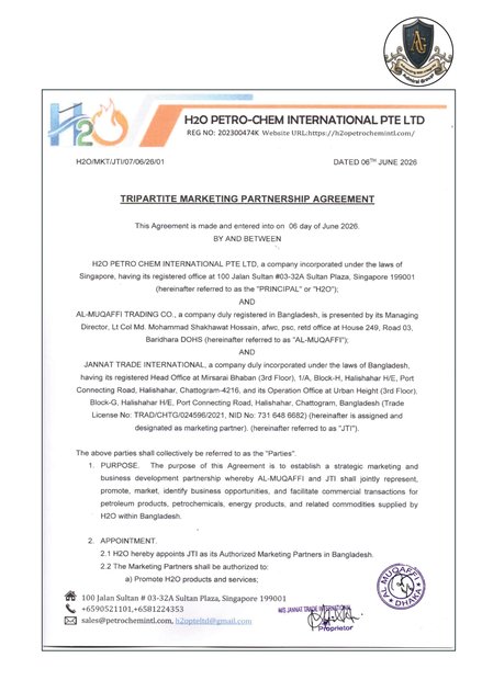 JTI Local Agent of H2O Petro Chemcial Pvt. Ltd
